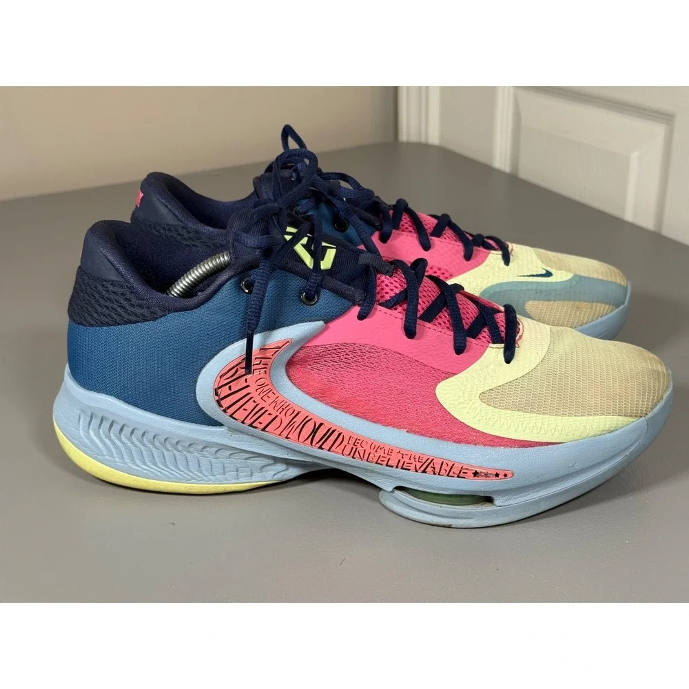 Mens 12 - Nike Zoom Freak 4 Basketball Shoes Unbelievable Blue Pink DO9680-400